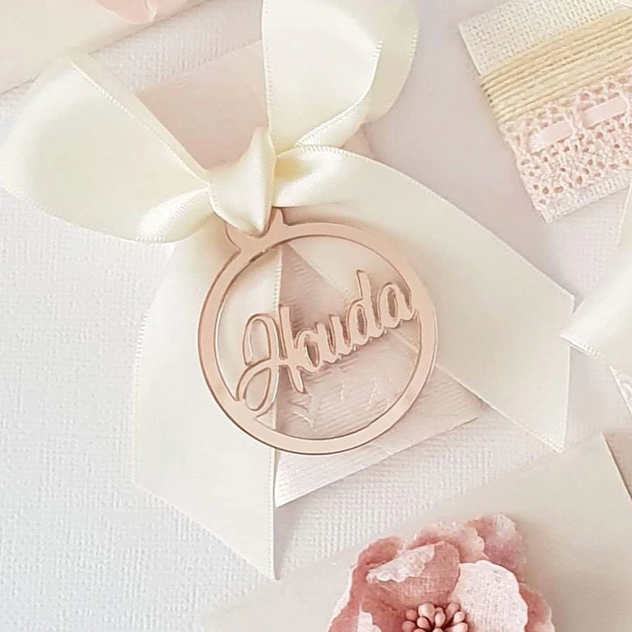 100pcs Personalized custom Round wedding name and Initials tags color Mirror gold,Wedding/for Baby Gift candy tag Table Decor