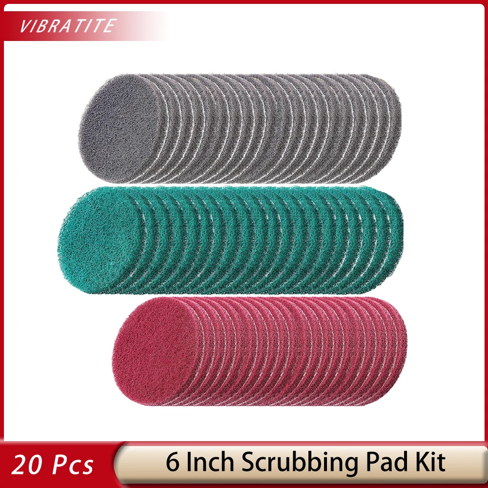 20 Pcs 6 Inch Scrubbing Pad Made of Nylon with Backed Flocking for Self-adhesion Multiple Grit Sizes Suitable for All Scenarios