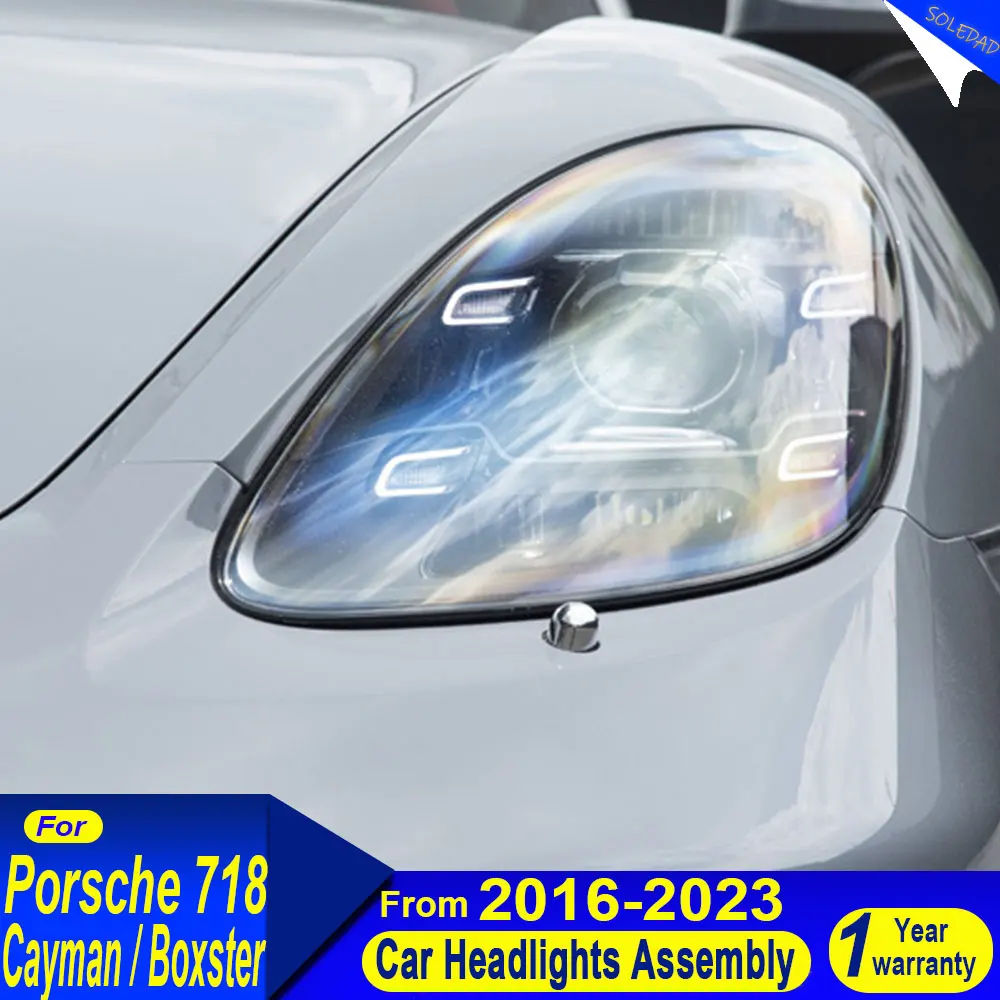 A pair Car Lights For Porsche 718 Cayman Headlights Boxster 2016-2023 Upgrade New Style LED PLDS Lasers Head Lamps Plug and Play