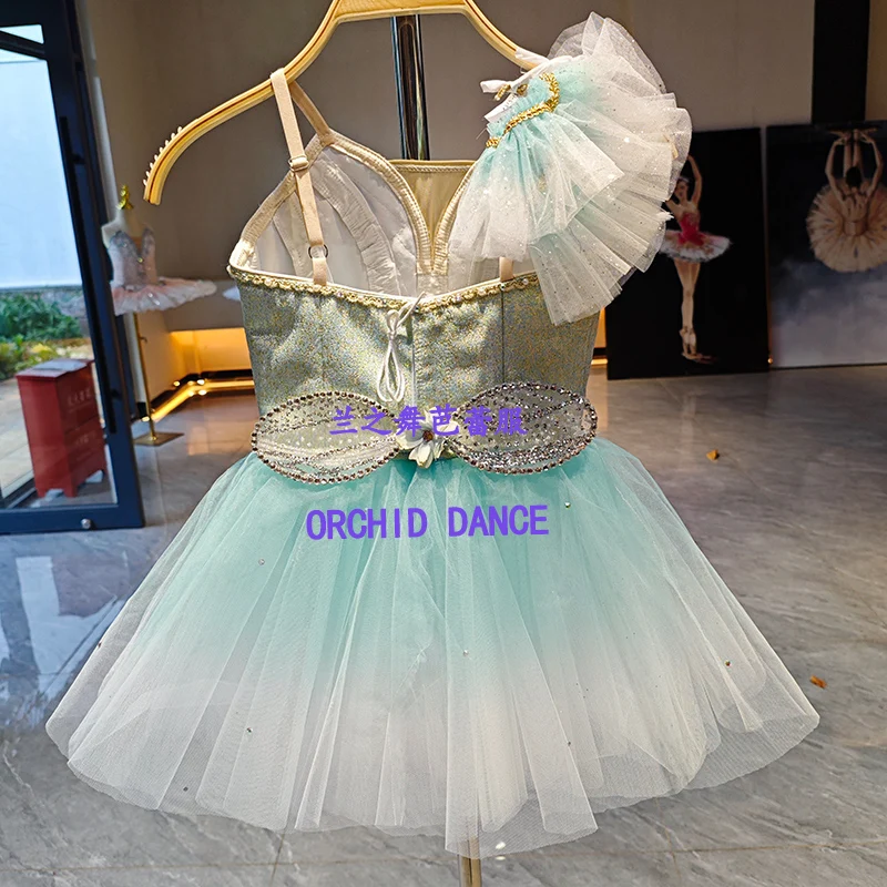 BT2604092 High Quality Custom Size Kids Girls  Ballet Dance Performance Wear Gilsay Green Long Romantic Tutu Dress