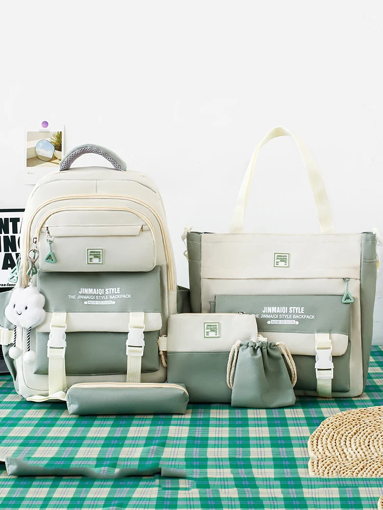 

Children's Bapa School Bag Set for Junior And High School Students Double oulder Bag with Five Pieces Commuter Sle Wa...