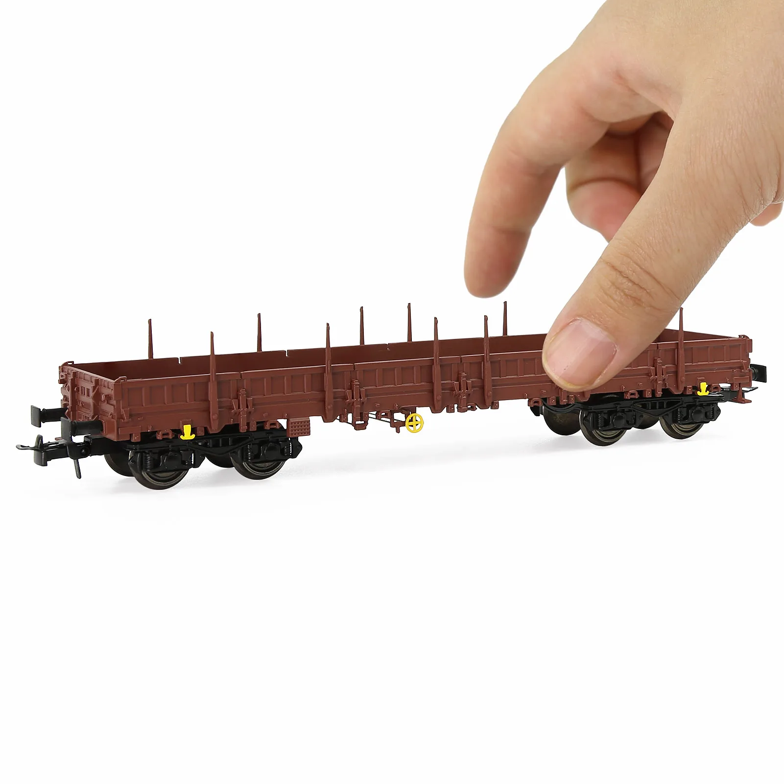 1 Unit Evemodel Trains - Painted Brown HO Scale 40' Low-side Car Model Wagon with Metal Wheels C8764