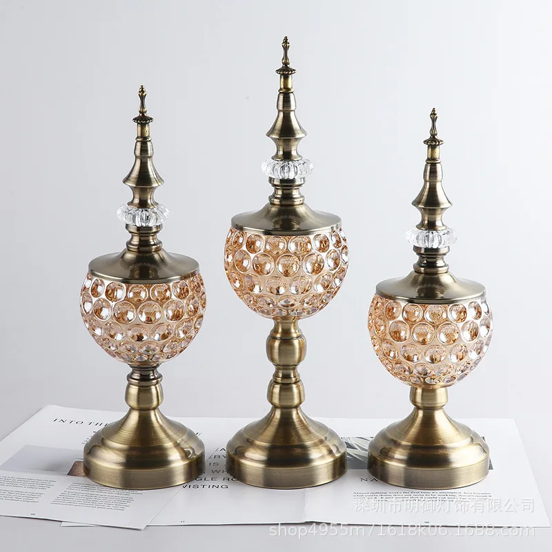 Malaysia Glass Metal Candy Plate Storage Jar Modern Creative Model House Decoration Home Ornament Direct Sale