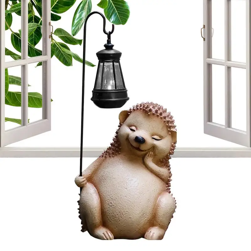 

Hedgehog Solar Light Statue Solar Light Animal Statue Funny Hedgehog Lantern Garden Art Funny Resin Animal Statue For Courtyard