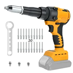 Brushless Rivet Gun 2.4-4.8mm Cordless Rivet Nut Gun Drill Insert Automatic Riveting Tool for Dewalt 20V Battery (No Battery)