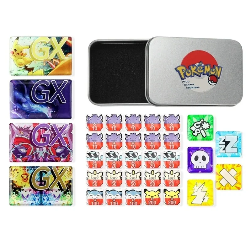 

Pokemon PTCG Eevee Gengar Charizard Self Made Indicator Board Game Props Storage Box Anime Classics Game Collection Cards Toy