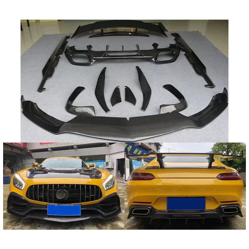 High Quality 2nd Gen Wet Carbon Fiber Body Kit Fit for 2015-2023 Front Rear Lip Side Skirt Glossy Upgrade Set