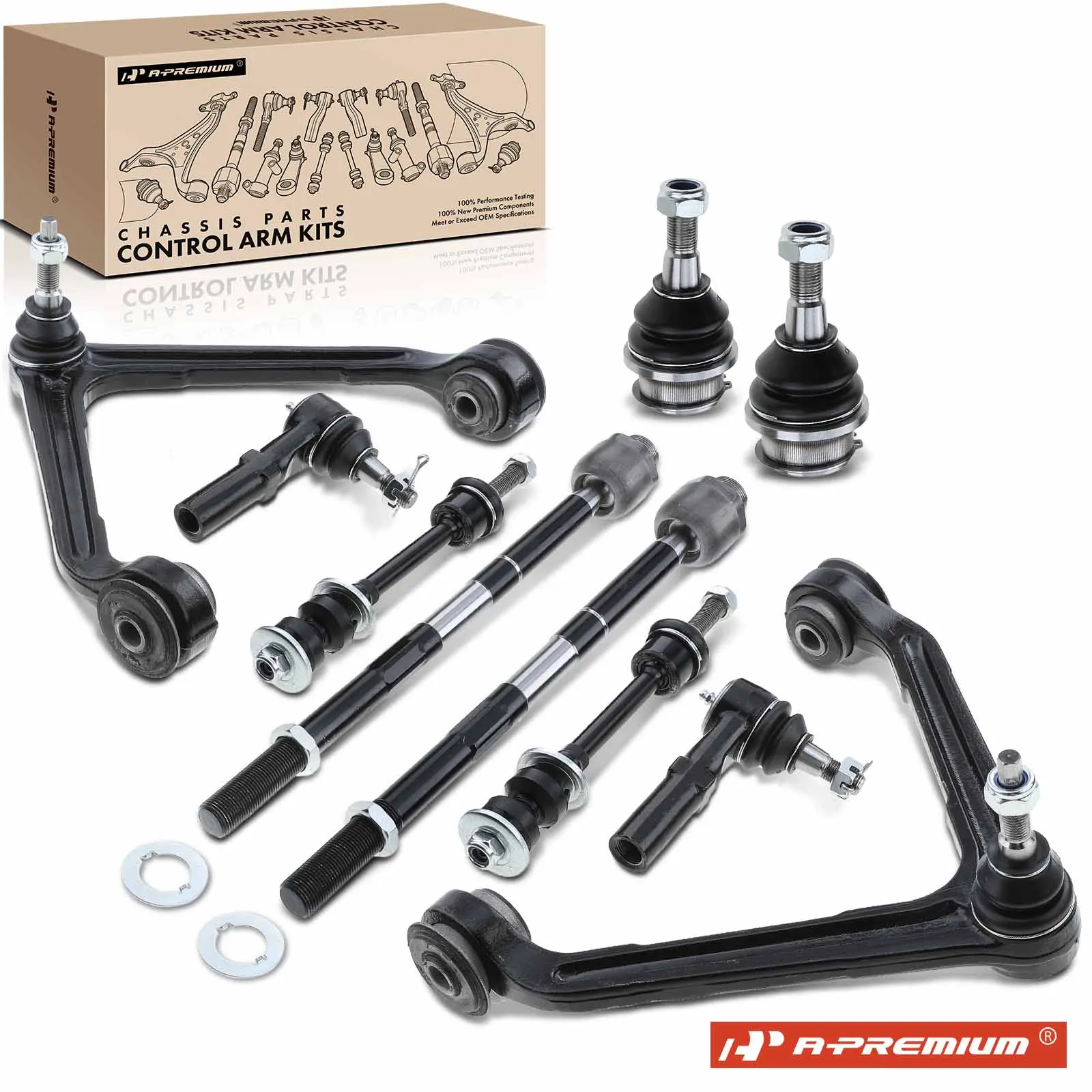 A-Premium 10x Front Control Arm w/Ball Joint Sway Bar Link Tie Rod End for Dodge Ram 1500 2002-2005