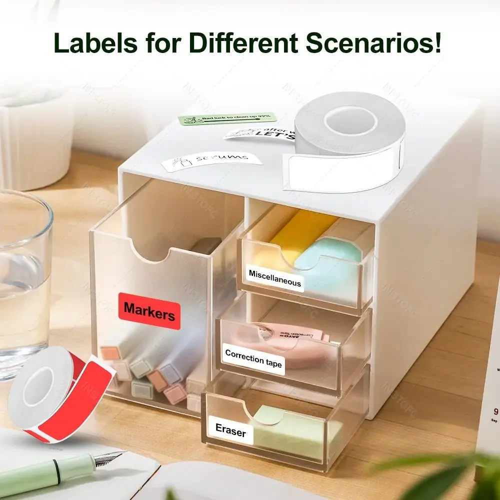 Colorful Adhesive Label Maker Paper 12mm×40mm 160/Roll Label Tape Print Stickers Laminated Labeling Paper Portable Printer