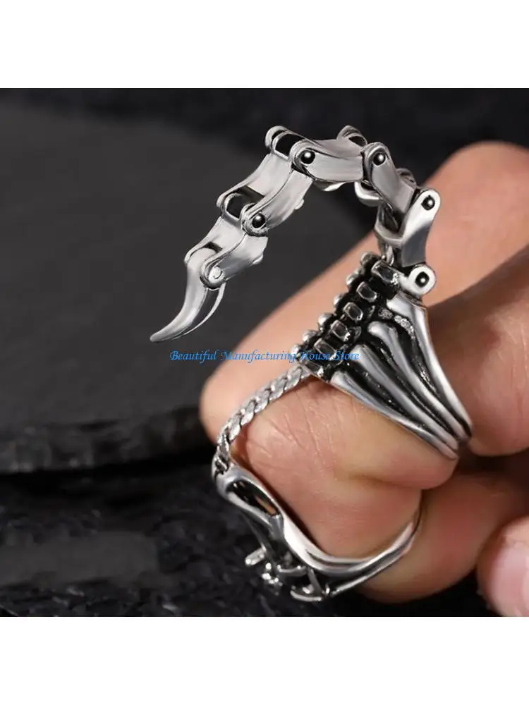 E56A Vintage Steampunk Ring Heavy Rock Punk Joint Rings Unisex Jewelry