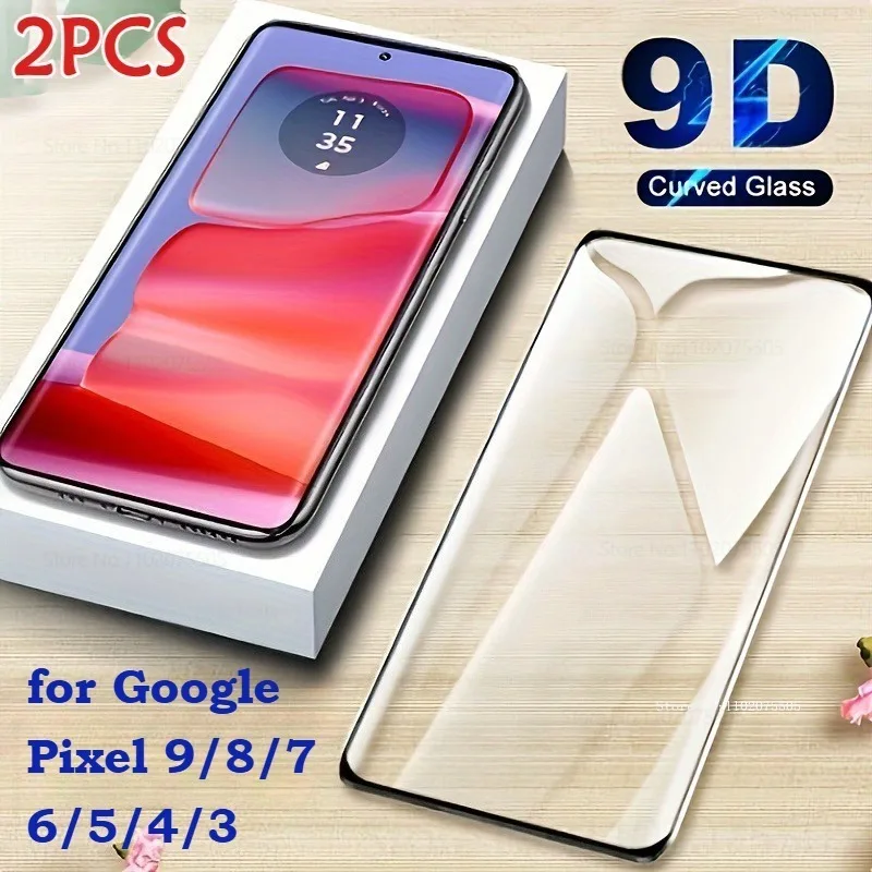 Paquete de 2 unidades de vidrio templado 9H de cobertura total 3D para Google Pixel 8a/8 Pro/7a/6a/Pixel 6 7 Pro/5/5a/3 XL/4 XL/4a/3a/Pixel 9 Pro/9a
