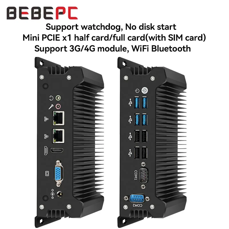 Inter Core i7-10610U Mini PC with 2xDDR4 4xUSB3.0 2xUSB2.0 1xHDMI 1xVGA Compact Computer for Industrial Windows10Pro Ready