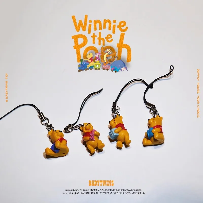 

Disney Q-Version Winnie Pooh Bear Sitting Posture Resin Keychain Umbrella Pendant Zipper Decoration Children's Toys Girl's Gift