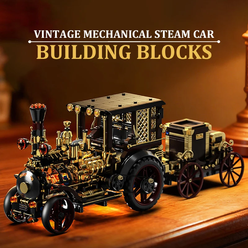 

1331 деталь: Креативный винтажный механический паровоз-конструктор, ретро-модель в стиле стимпанк, украшение для рабочего стола, игрушки, подарки