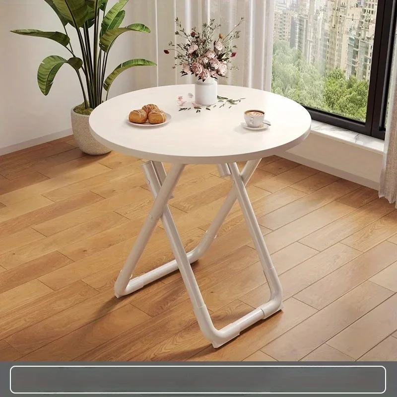 

Foldable round Dining Table for Small Spaces Household Simple Eating Table Balcony Outdoor Stall Space-Saving round Table