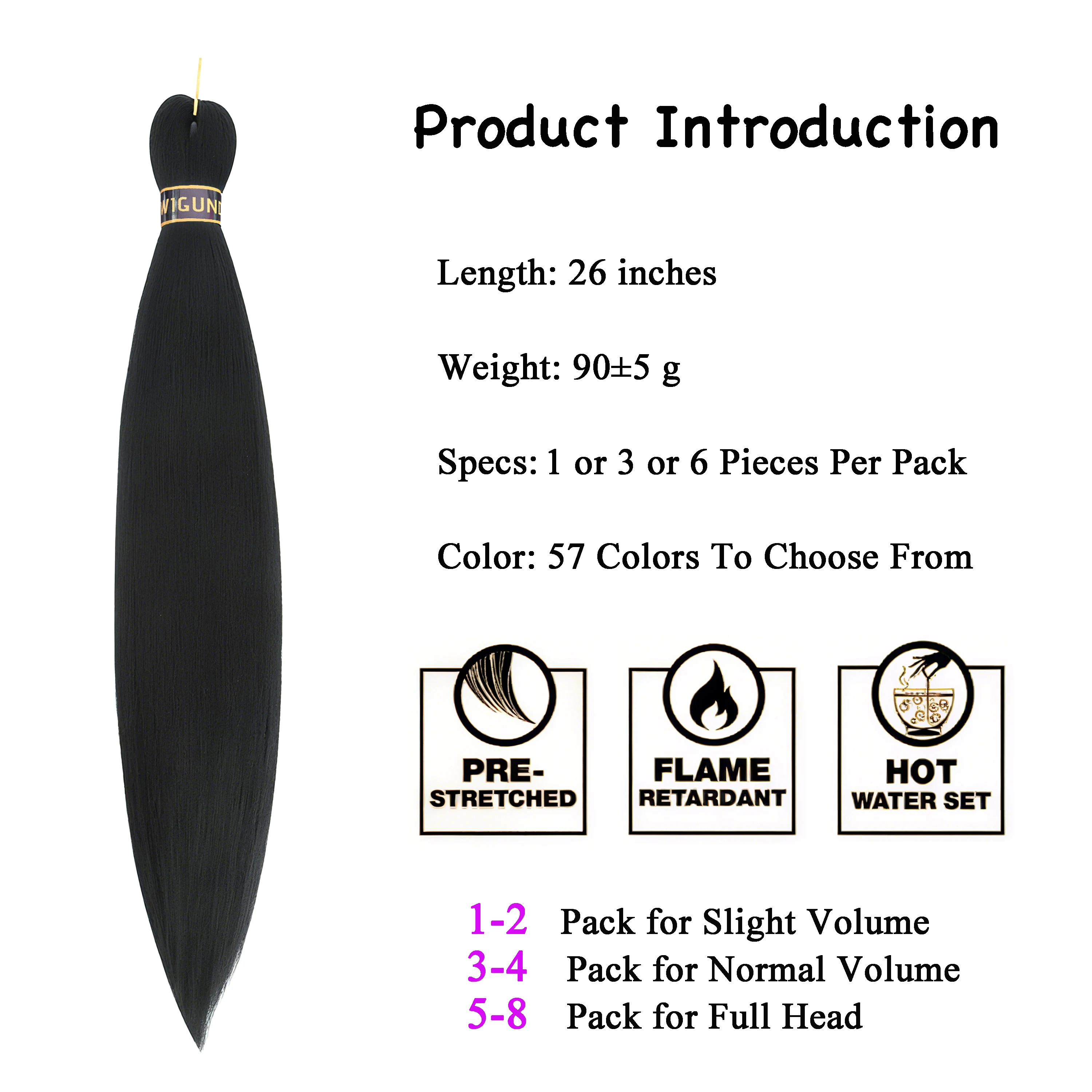 

Pre-stretched Easy Braiding Hair Extensions Yaki Texture Professional Synthetic Braiding Hair 26 Inches Hot Water Setting