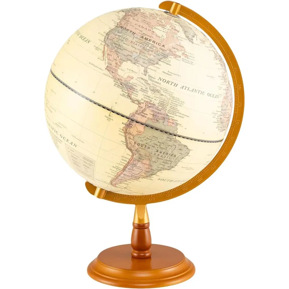 

Глобус мира с 12 светодиодами, обучающий деревянный глобус на подставке для детей и взрослых, прозрачная карта, настольный декор