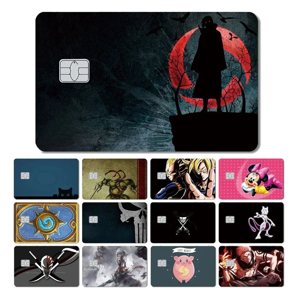 Minne Skull Zombie Cute Cat Anime Matte Front Side Sticker Film Skin Cover for Credit Debit Card Bank Card