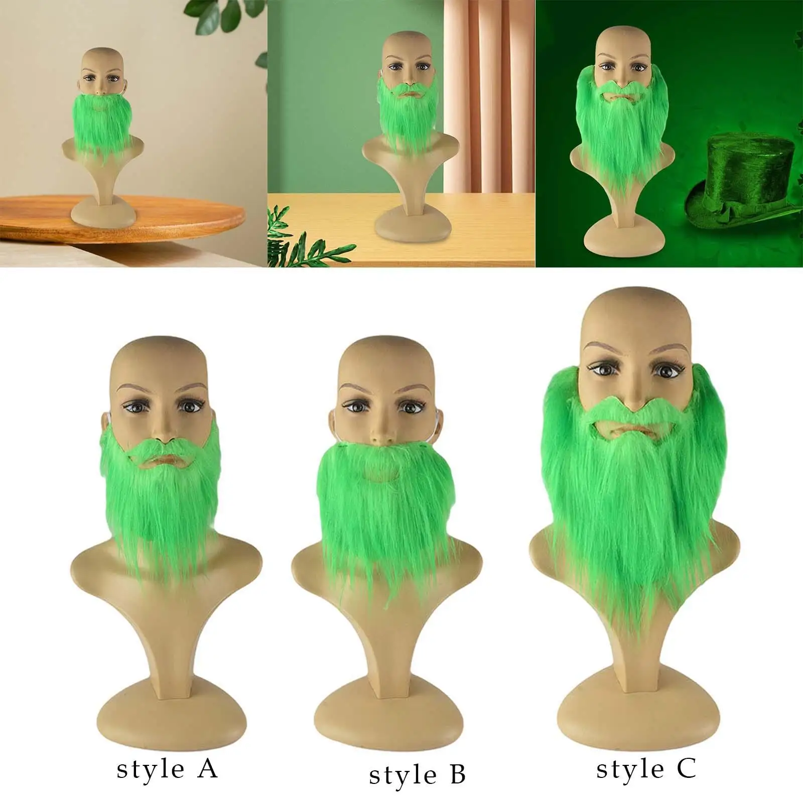 Fake Patrick Beard Costume Simulation for Men False Facial Hair Mustache for Festive Holiday Carnival ST Patricks Halloween