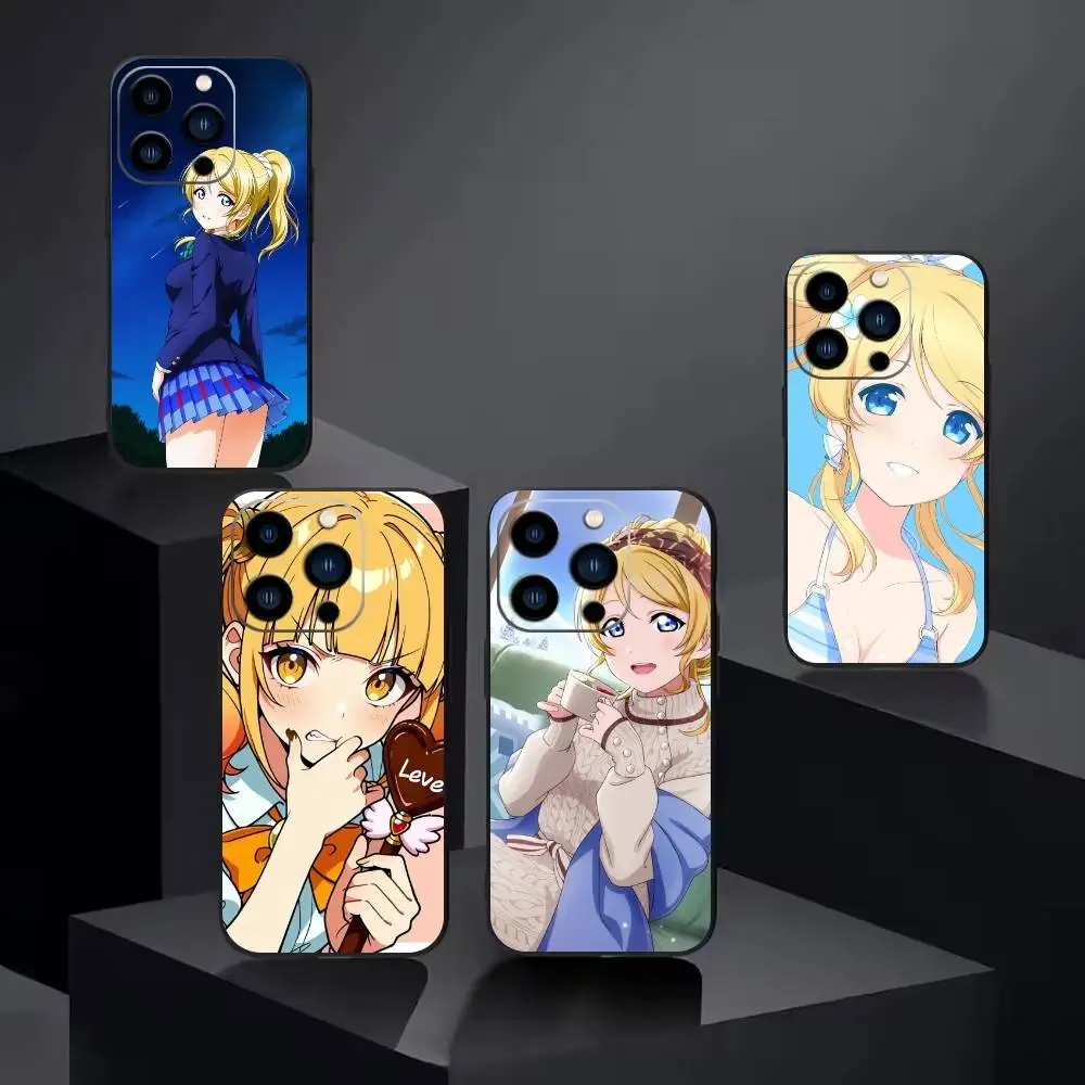 

L-Love live-Ayase Eli Phone Case For iPhone 16,15,14,13,12,17,Pro Max,Plus Silicone Black Case