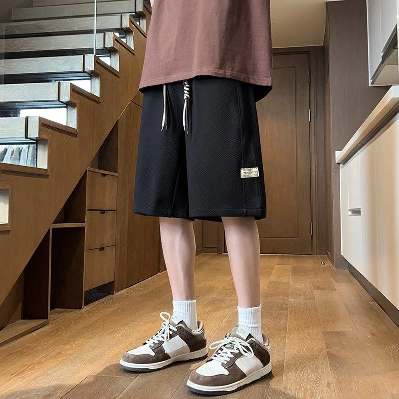 

Men's Shorts Drawstring Black Baggy Sports Bermuda Male Short Pants with Ice 3 Quarter New in Pant 2025 Luxury Clothing Fashion