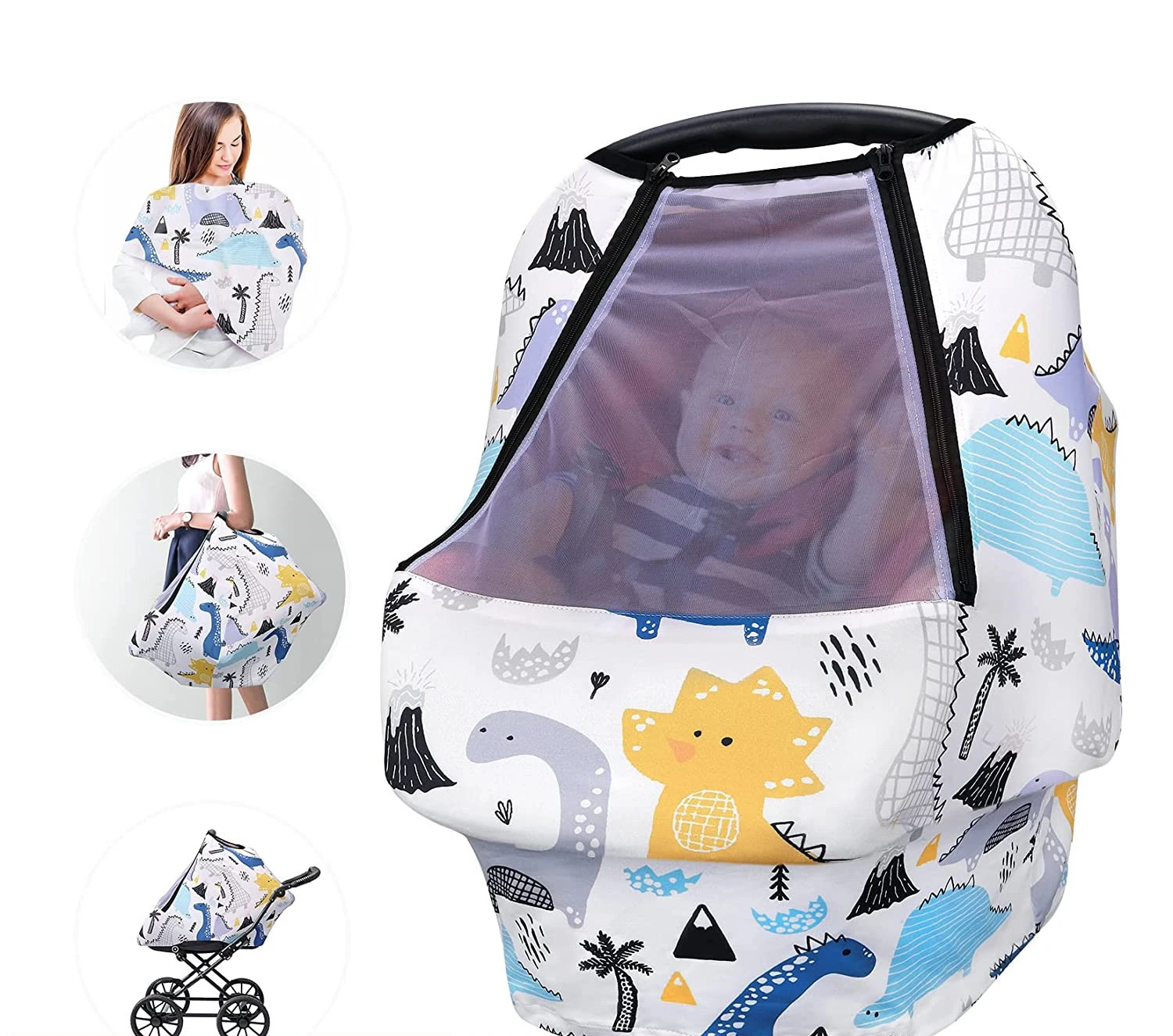 

Baby Basket Warm Cover Children Seat Cover New Baby Window Dinosaur Breast-feeding Towel Stroller Cover Smell-free Baby Supplies