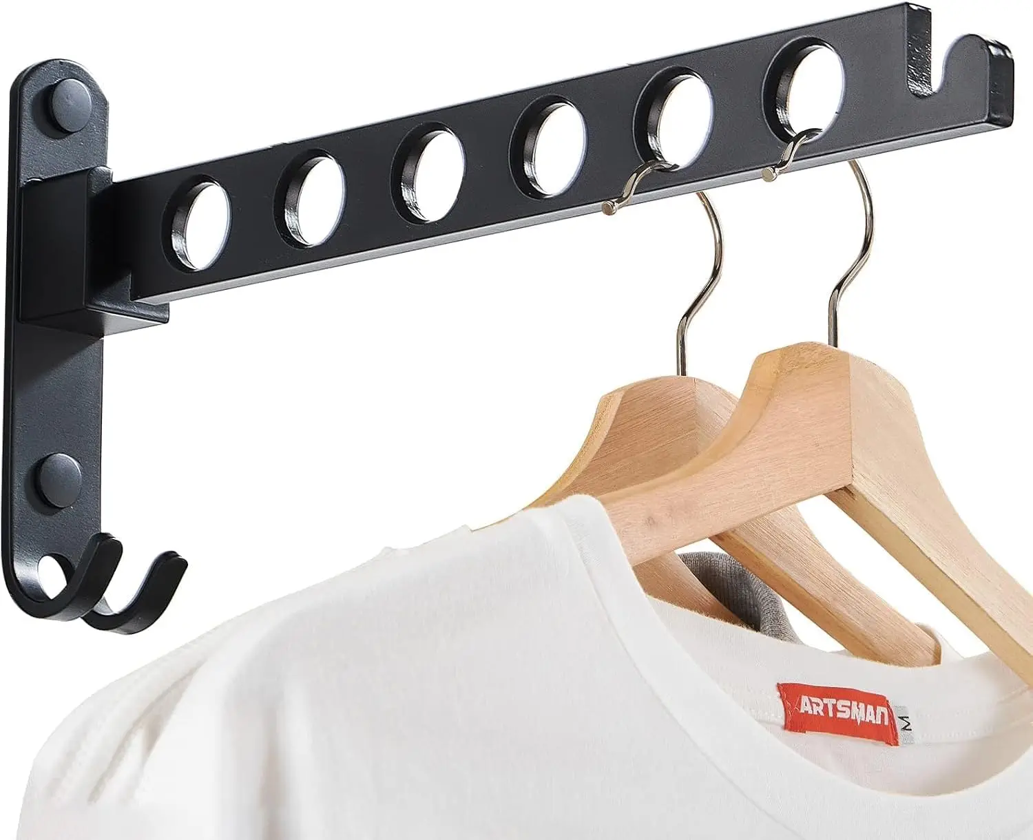

Retractable Wall Mounted Clothes Hanger Rack - Sturdy Laundry Coat Hanger, Space Saving Black Dryer Rack