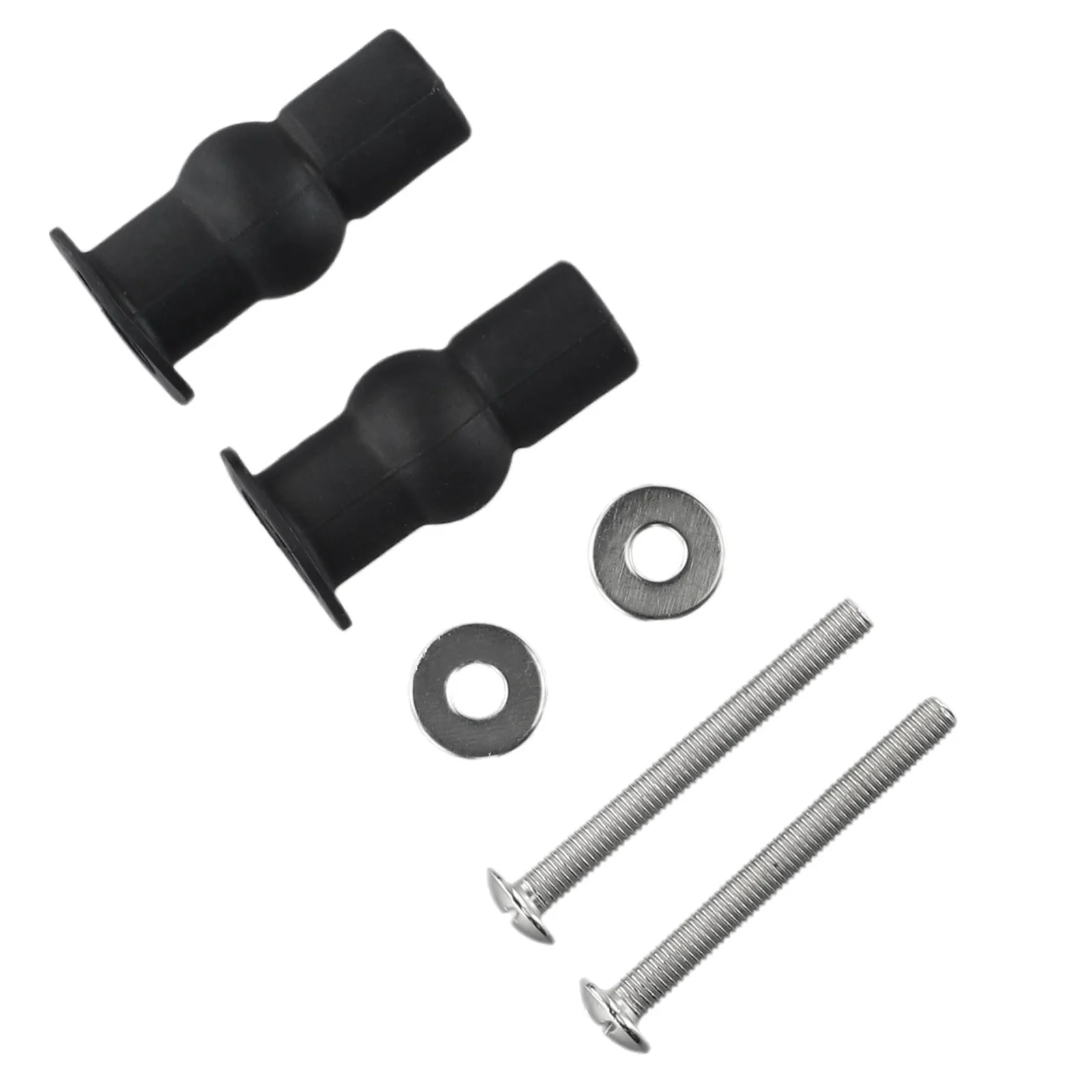 Durable High Quality Practical Expanding Screw Toilet Seat Repair Replacement Rubber Stainless Steel 2pcs Black