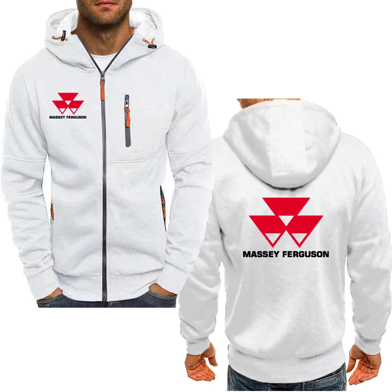 Massey Ferguson Tractor Agriculture Men Exquisite Printing Comfortable Solid Color Hooded zipper Hoodie Casual Long Sleeve Top