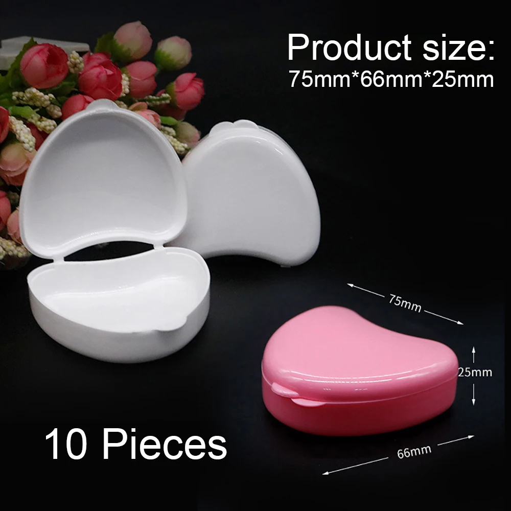 10 pcs Tray Storage Box Heart-shaped Braces Storage Blue Pink White Environmental Protection Material Food Grade Plastics