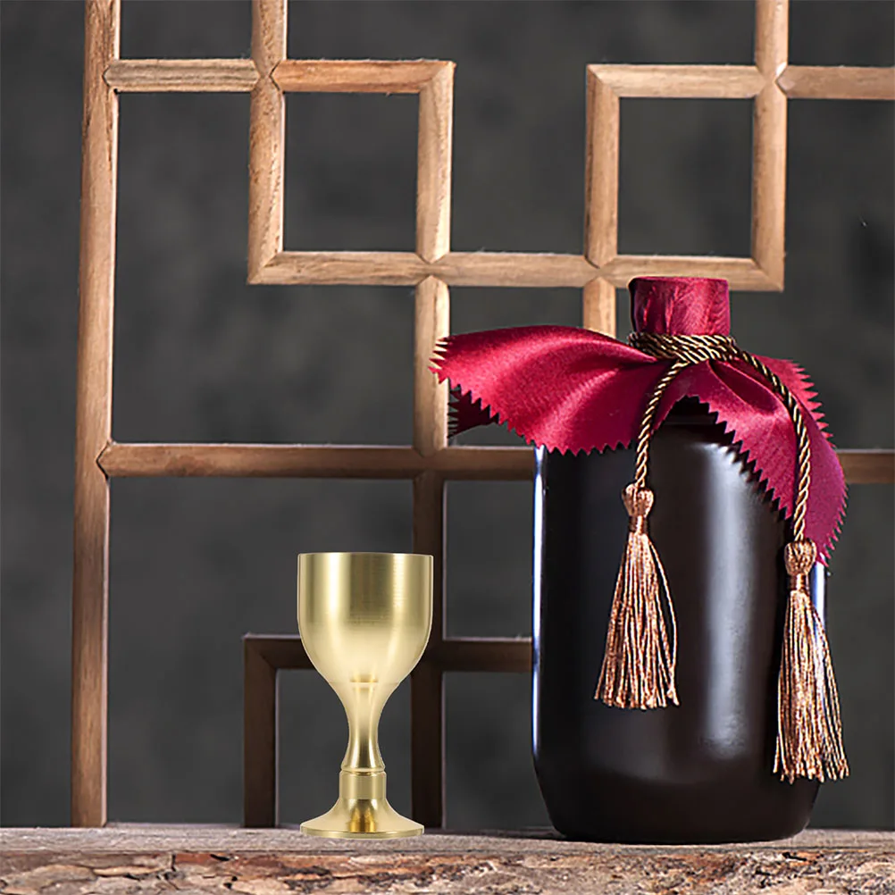 2pcs Copper Cups Brass Goblet For Ceremony Decorative Offering Cup Tabletop Buddhist Votive Cup Metal Footed Chalice Home