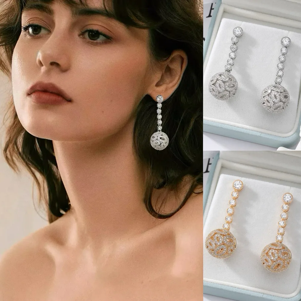 

Missvikki New Luxury Gorgeous Ball Drop Earrings For Women Wedding Party Shiny Full CZ Earrings Fashion Jewelry High Quality