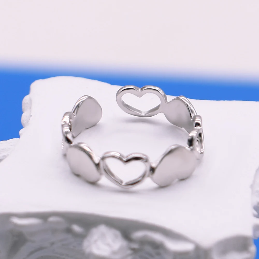 Fashion Luxury 925 Sterling Silver Heart Love Rings Women Teen Girls Elegant Wedding Accessories Daily Wearable Trendy Jewelry