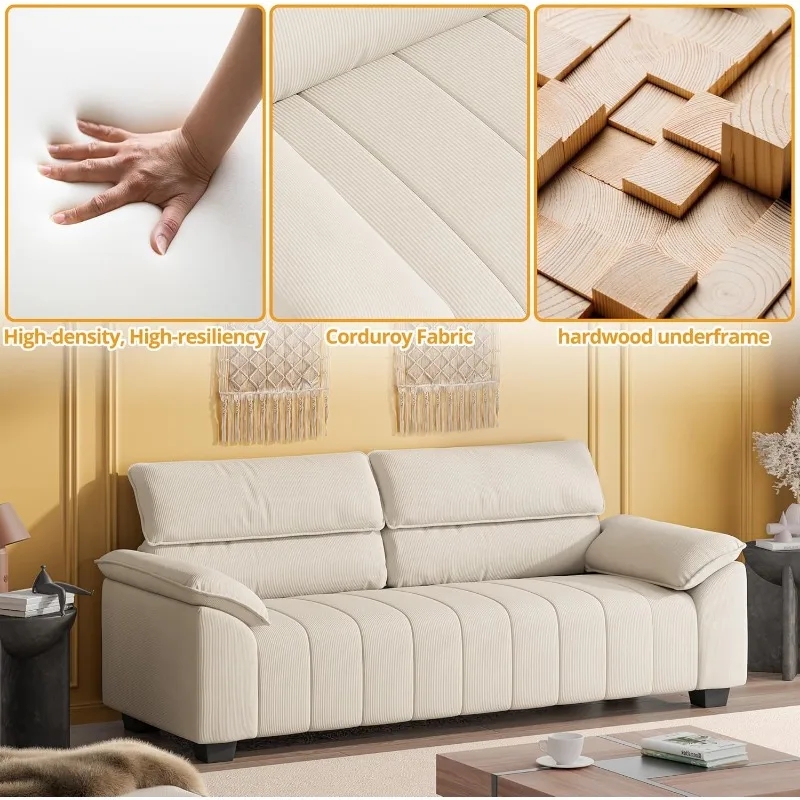 82.7" Sofa, Comfy Sofa Couch with Deep Seats, Modern Sofa Couch- 3 Seater Sofa, Oversized Loveseat for Living Room Apartment