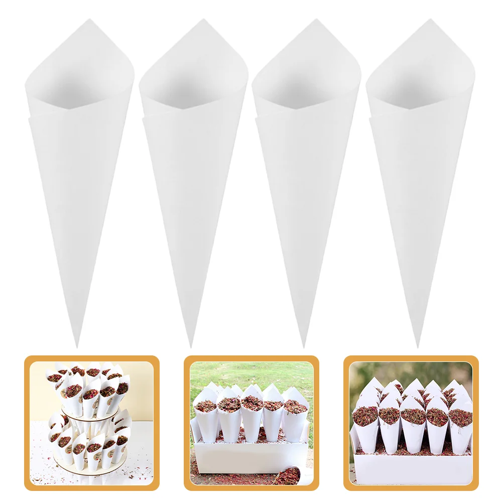 60 Pcs Wedding Petal Cone Small Bouquet Cones Candies Confetti Holder Decoration Party Supplies Paper Flower