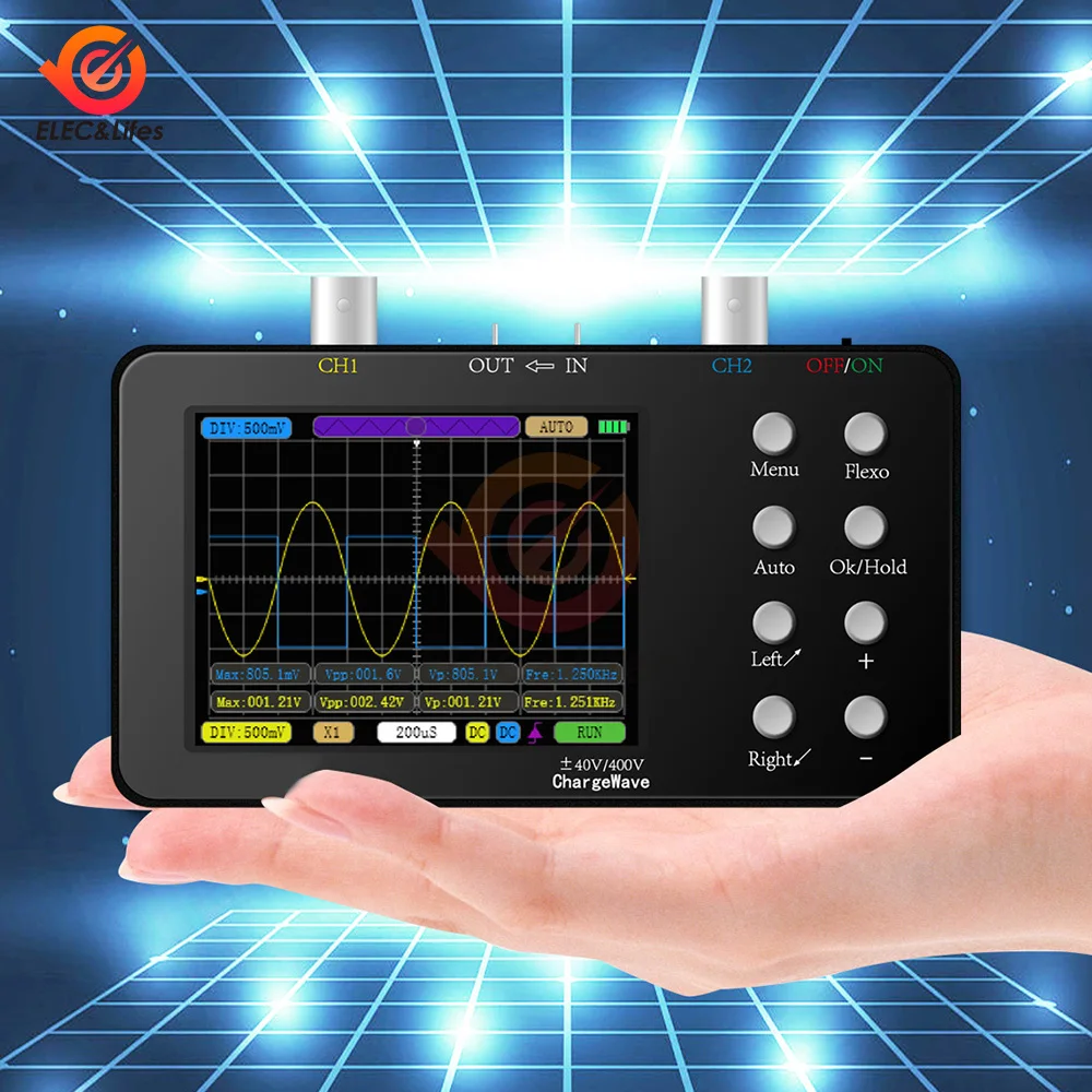 3.2 Inch LCD Dual Channel Handheld Small Portable Digital Oscilloscope Portable Analog Bandwidth 10MHZ 20K Storage Depth