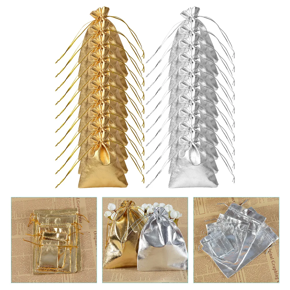 

100Pcs Candy Bags Festive Drawstring Pouches for Small Gifts Jewelry Sweets Party Favors Wedding Birthday Christmas Bulk