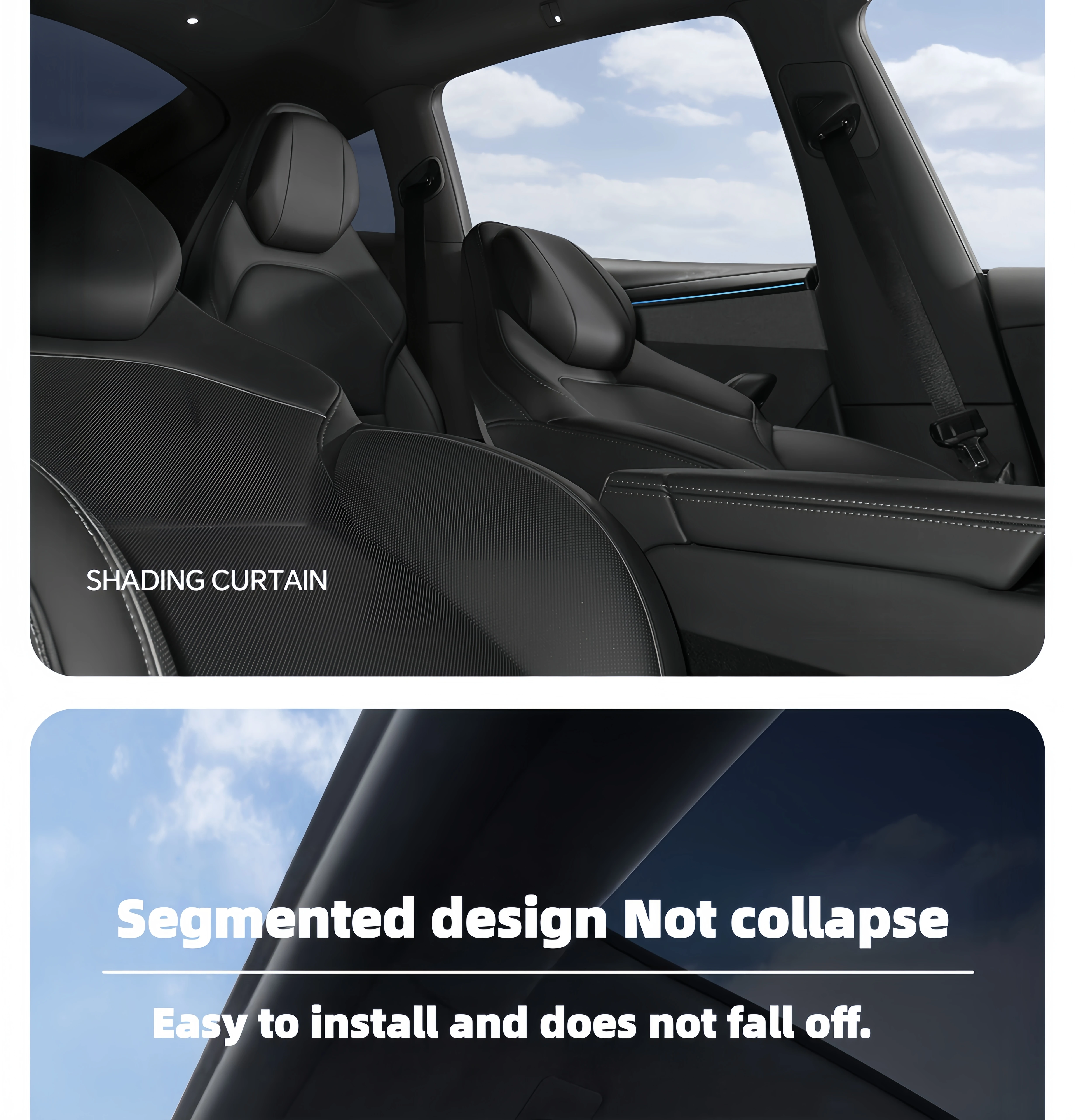 Für Model Y Yuniper /Model YL 2026+ Vorhang Auto-Dachisolierung Eiskristall UV-Schutz Wärmebarriere Deckenschutz – Detail 14