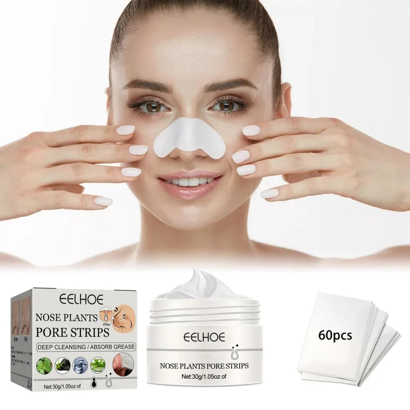 

30g Nose Plants Pore Strips + 60pcs Tissues Blackhead Remove Absorb Grease Shrink Pores Effctive Purifying Cleansing Beauty Care