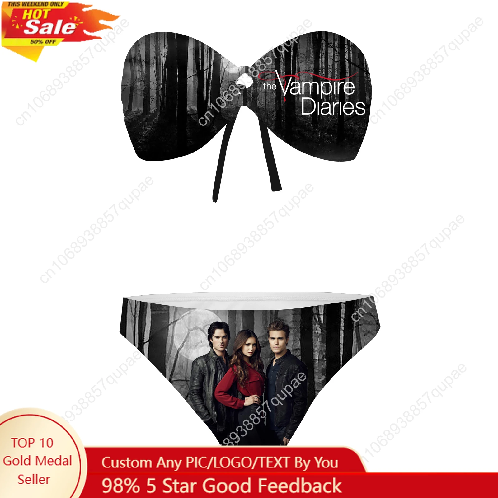 

The Vampire Diaries Strapless Swimsuit Womens Bathing Suits Fashion Swimwear Pool Party Beach Sexy Bikini Customize Beachwear