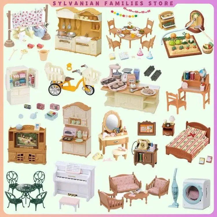 Sylvanian Families Kawaii, linda muñeca de animal en miniatura, juguete japonés para casa de juegos, modelo de muñeca encantadora, regalos de cumpleaños perfectos para niños y niñas