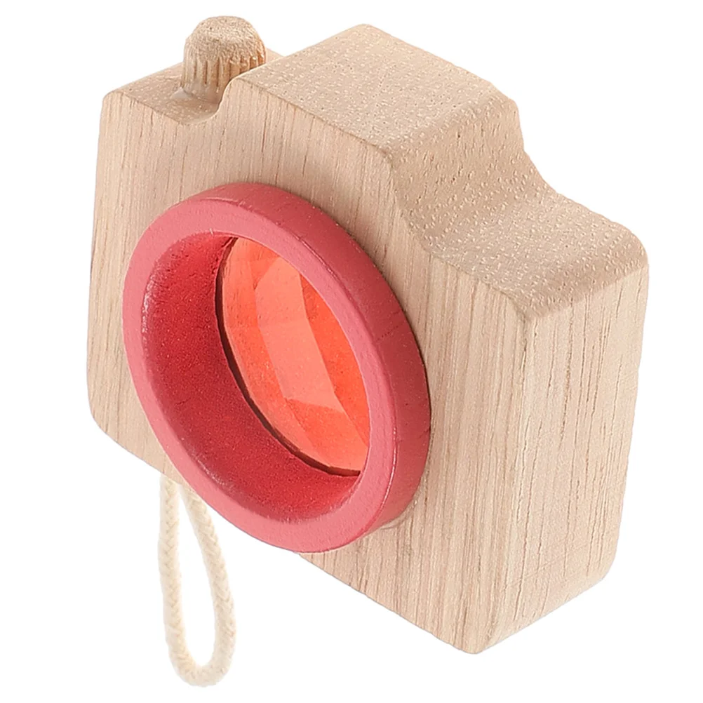 

Vintage Kaleidoscope Camera Toy for Kids Wooden Educational Plaything Red Nordic Decor Creative Costume Prop