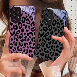 Tempered Glass Phone Case For Samsung Galaxy S10 4G S20 11E 30 S21 21Fe 22 Pro S23 Ultra 5G S8 S9 Black Leopard Print Green