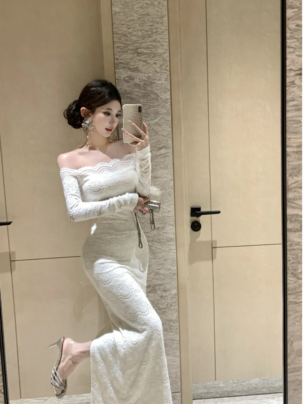 

Pure Desire, сексуальная длинная юбка на одно плечо, кружевная юбка с высокой талией, осень-зима, длинная юбка с запахом на талии, женская модная чувственная