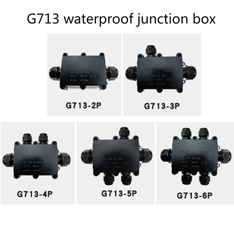 G713 IP68 Waterproof Junction Box Electrical 2/3/4/5/6 Way Enclosure Block Cable Connecting Line Protections for Wiring M4YD