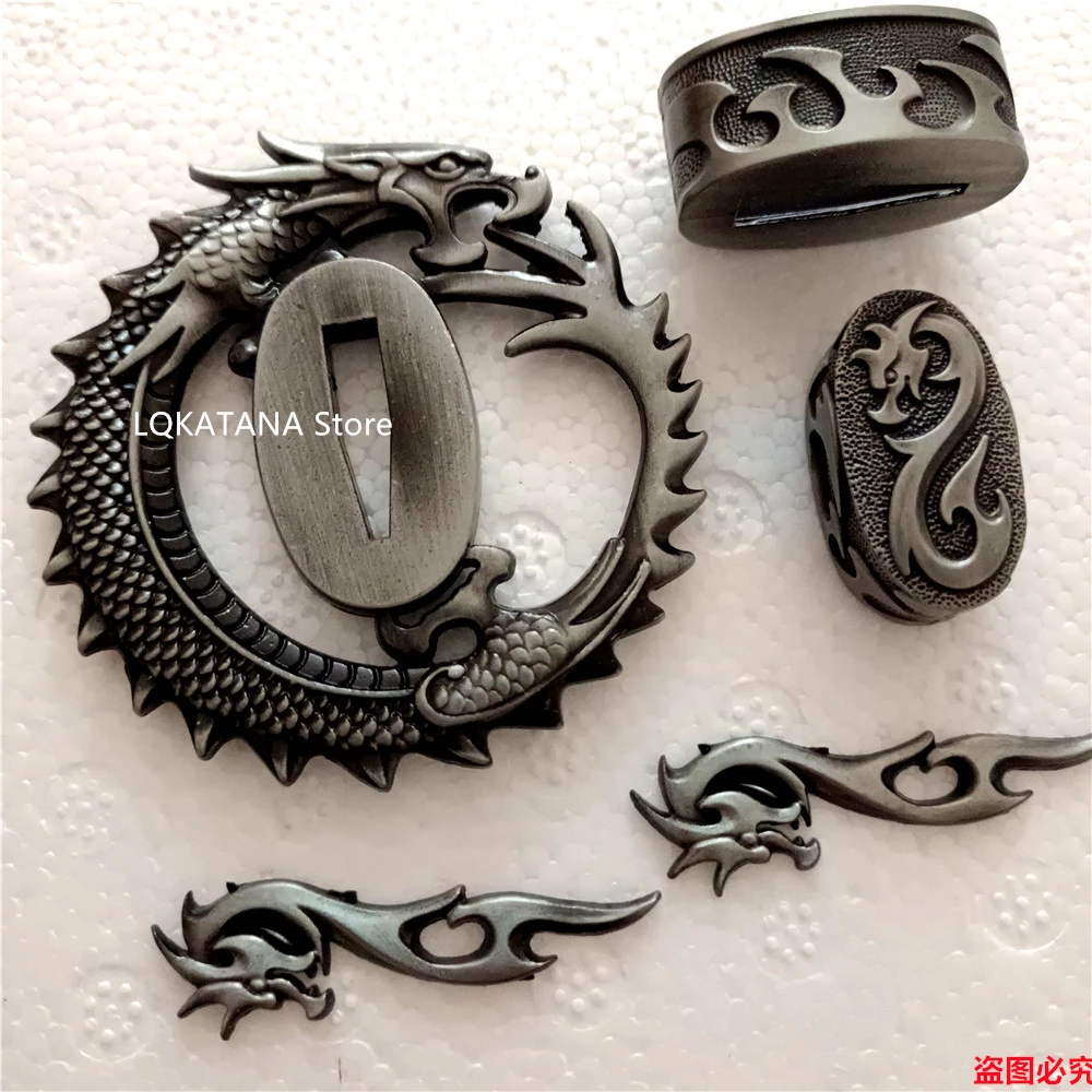 Wonderful Japanese A Set Alloy Tsuba Fuchi Kashira Menuki Fittings For Japan Sword Samurai Katana Parts Dragon