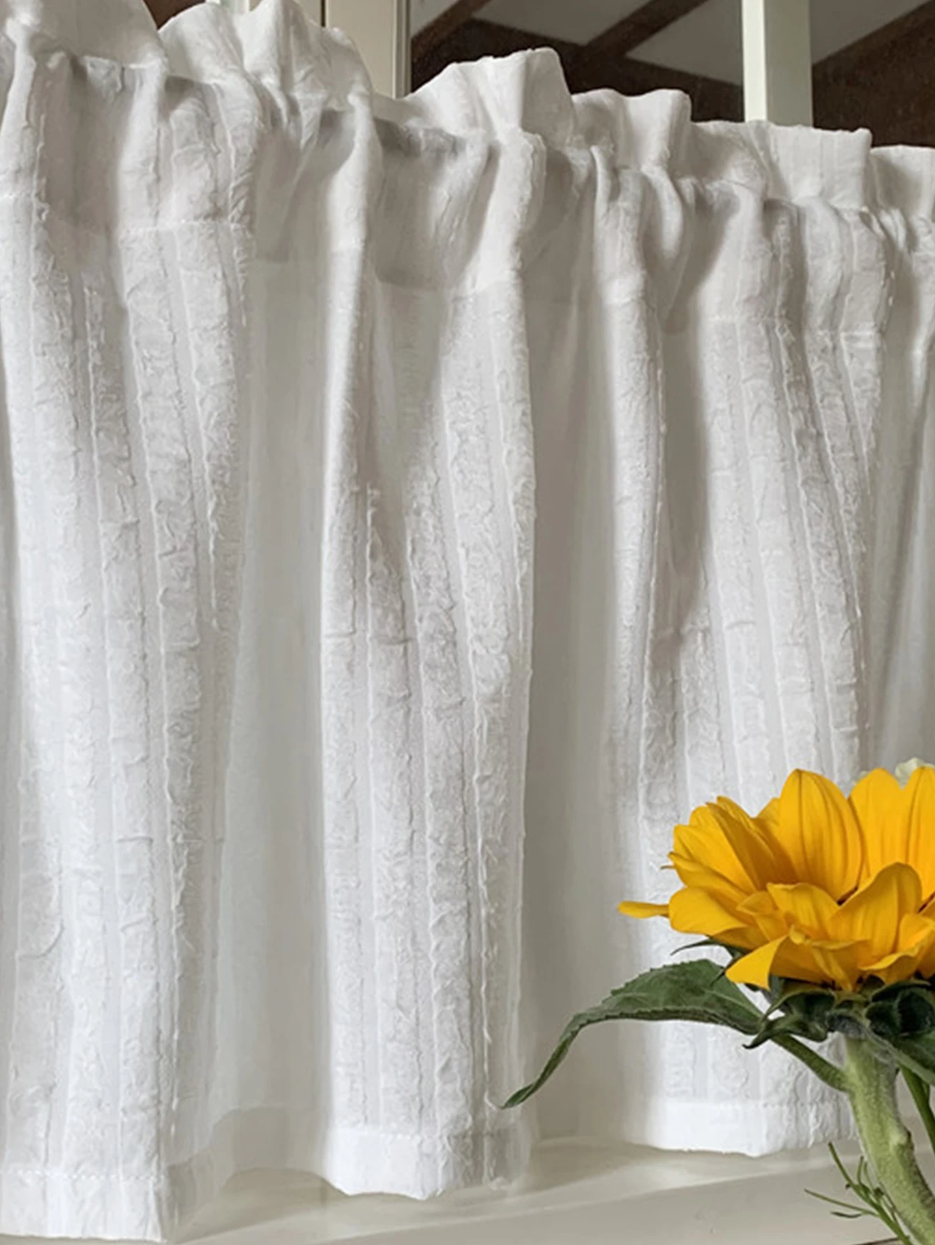Nordic minimalist American style opaque white screen door curtain, half curtain, short curtain, window screen, floating window