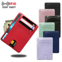 8 Slot Slim RFID Blocking Leather Wallet Credit ID Card Holder Purse Money Case Cover Anti Theft for Men Women Men Fashion Bags