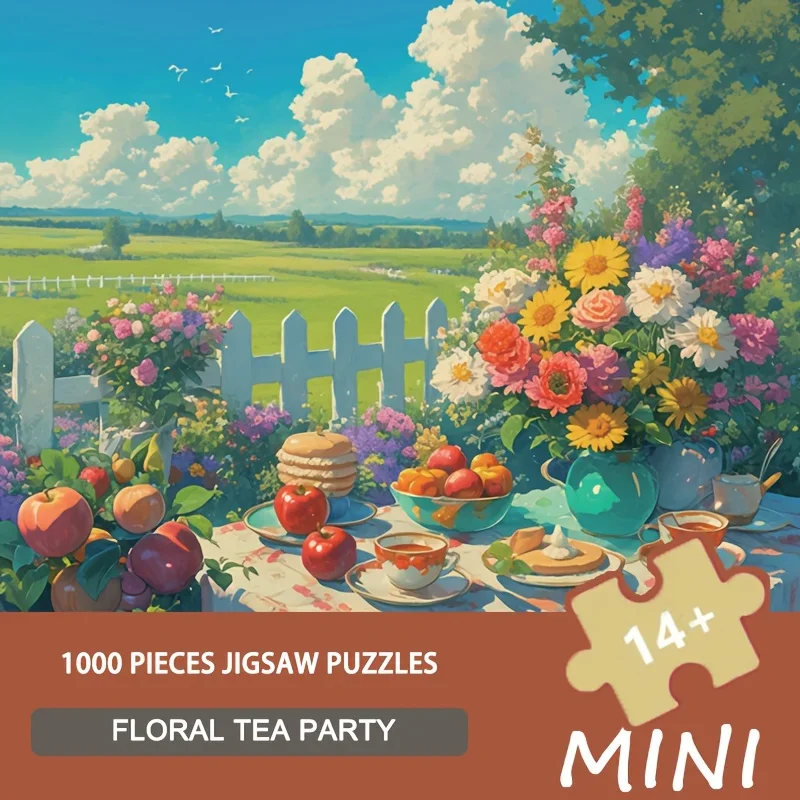 

1000 шт. мини-пазл с цветочным принтом для чаепития-винтажный ботанический стол 3728*36 см, настенное искусство для любителей чайной церемонии