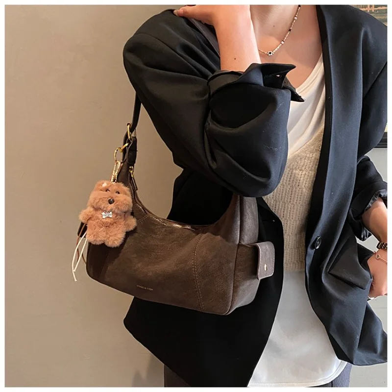 

Сумка-тоут CEEKAY в стиле ретро, легкая сумка через плечо из искусственной замши с милым брелоком в виде медведя, повседневная женская сумка